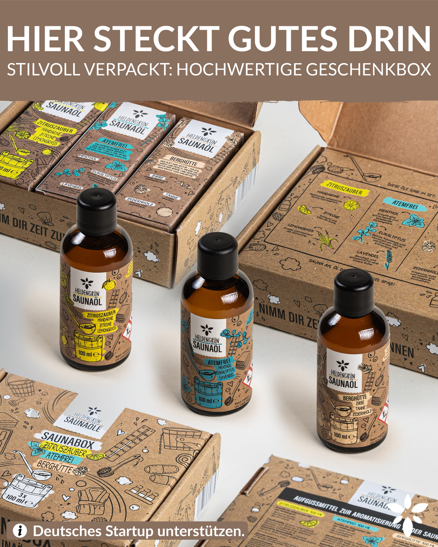 Saunaaufguss Geschenkbox Heldengrün